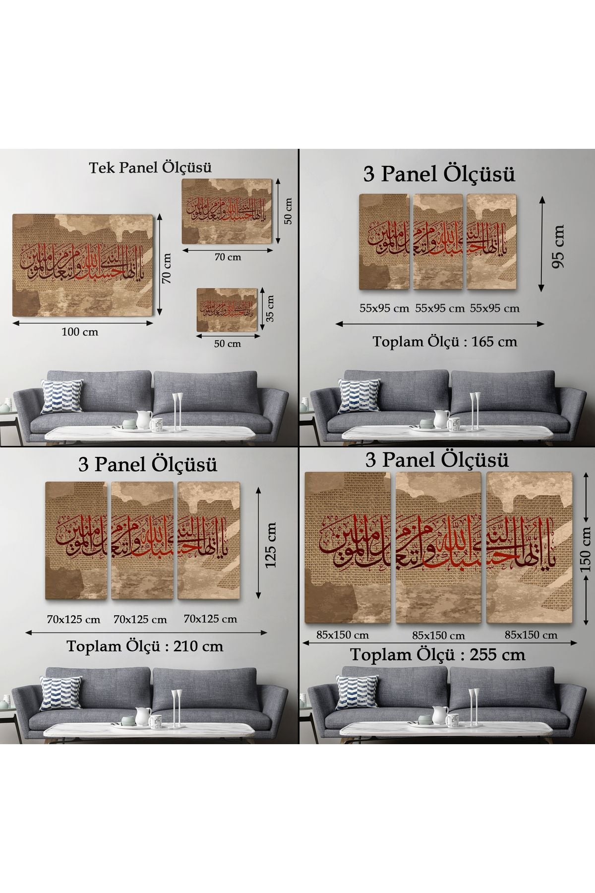 İslami Hat Sanatı Yazılı Dekoratif Kanvas Tablo-3393