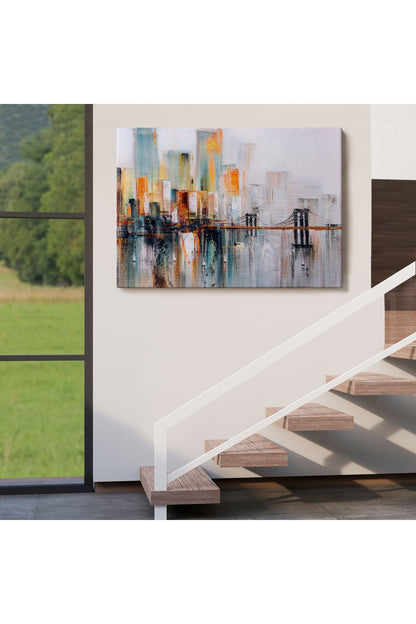 Brooklyn Köprüsü New York Yağlıboya Görünüm Dekoratif Tablo-3744