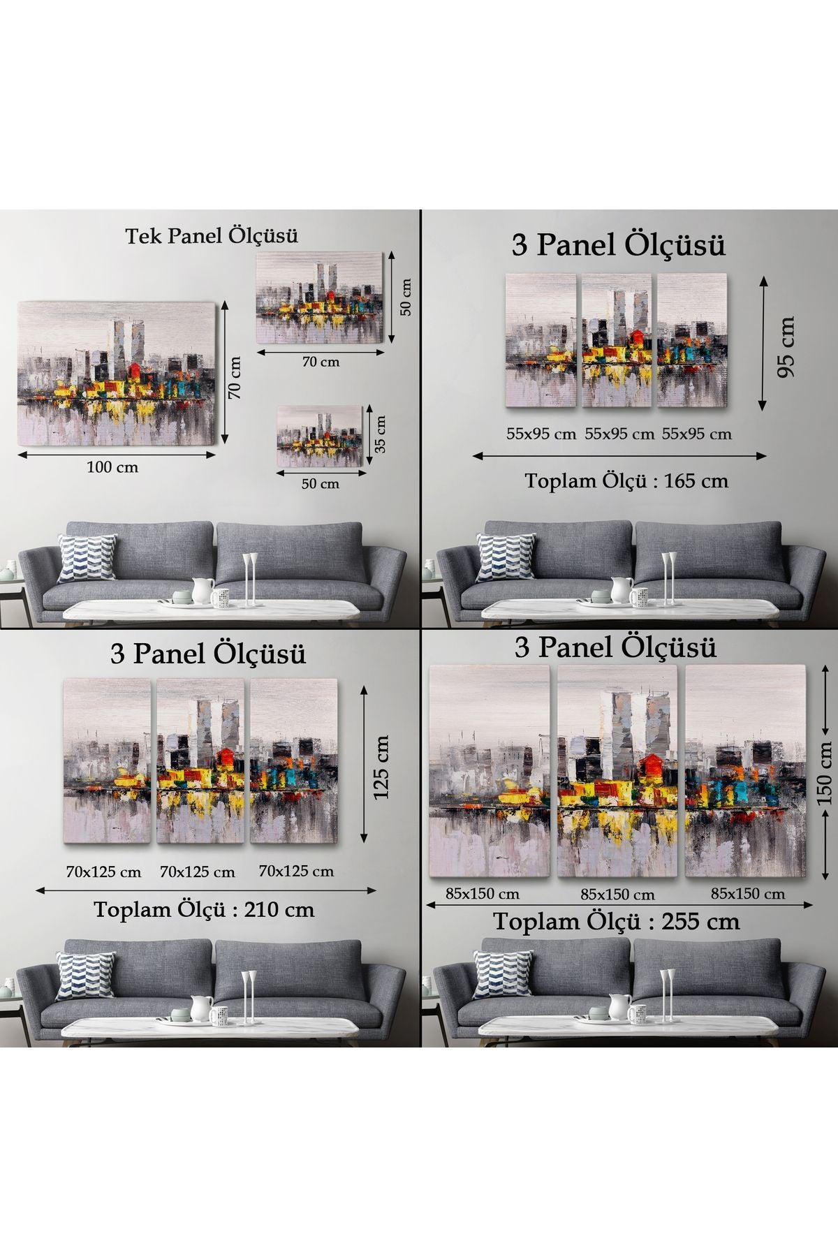 New York Şehir Manzarası Yağlıboya Görünüm Dekoratif Kanvas Duvar Tablosu-3557