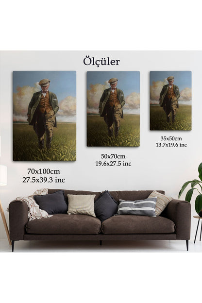 Tarlada Yürüyen Mustafa Kemal Atatürk Duvar Tablosu-6132