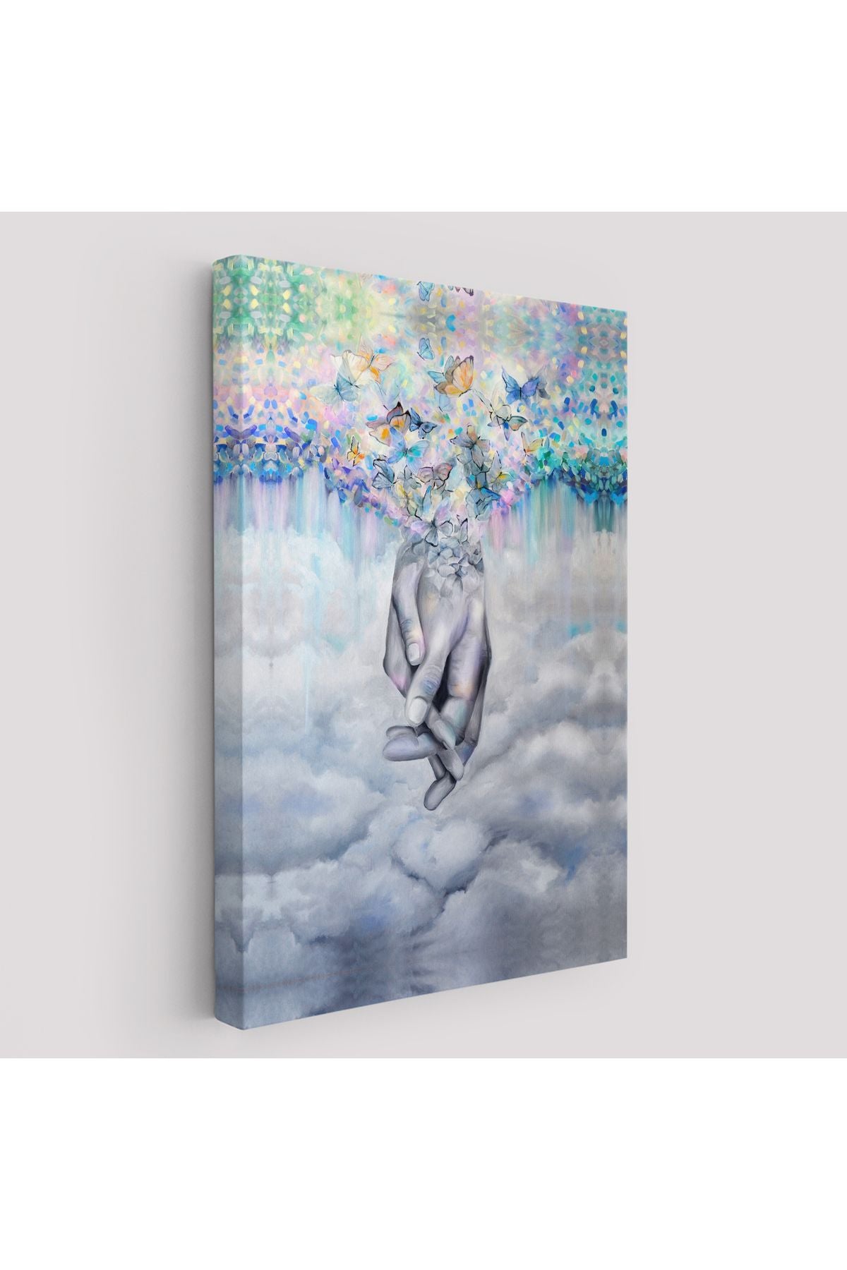 Sürrealist Kadın Ve Erkek Elleri Yağlıboya Görünüm Dekoratif Kanvas Duvar Tablosu-5951