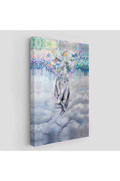 Sürrealist Kadın Ve Erkek Elleri Yağlıboya Görünüm Dekoratif Kanvas Duvar Tablosu-5951
