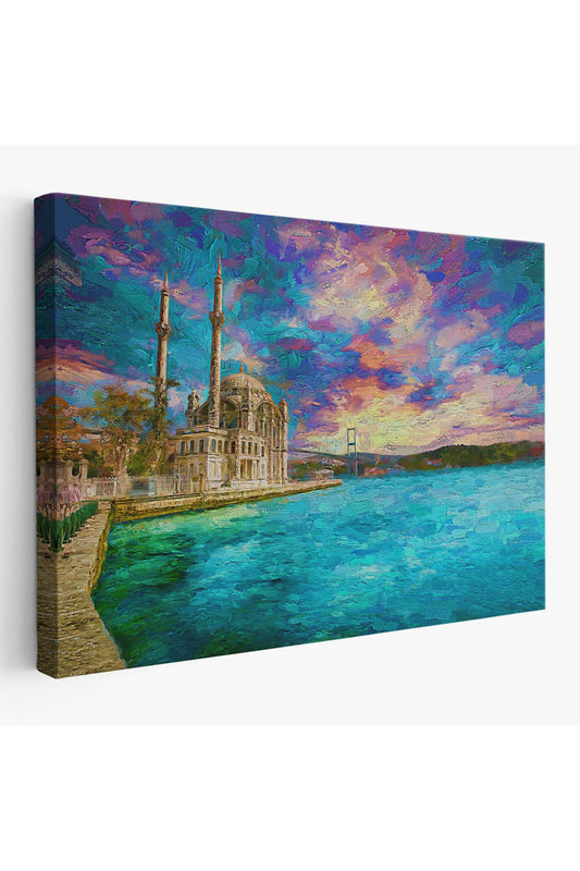 Fırça Darbeleri ile Soyut Yağlıboya Görünüm Dekoratif Kanvas Duvar Tablosu-3760