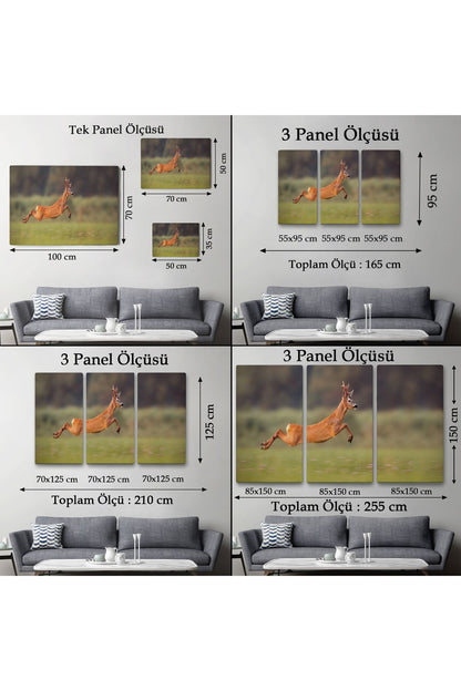 Koşan Geyik Dekoratif Kanvas Tablo 1170