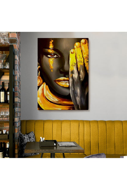 Siyah Kadın Baskılı Afrikalı Kadın Kanvas Duvar Tablosu-5264