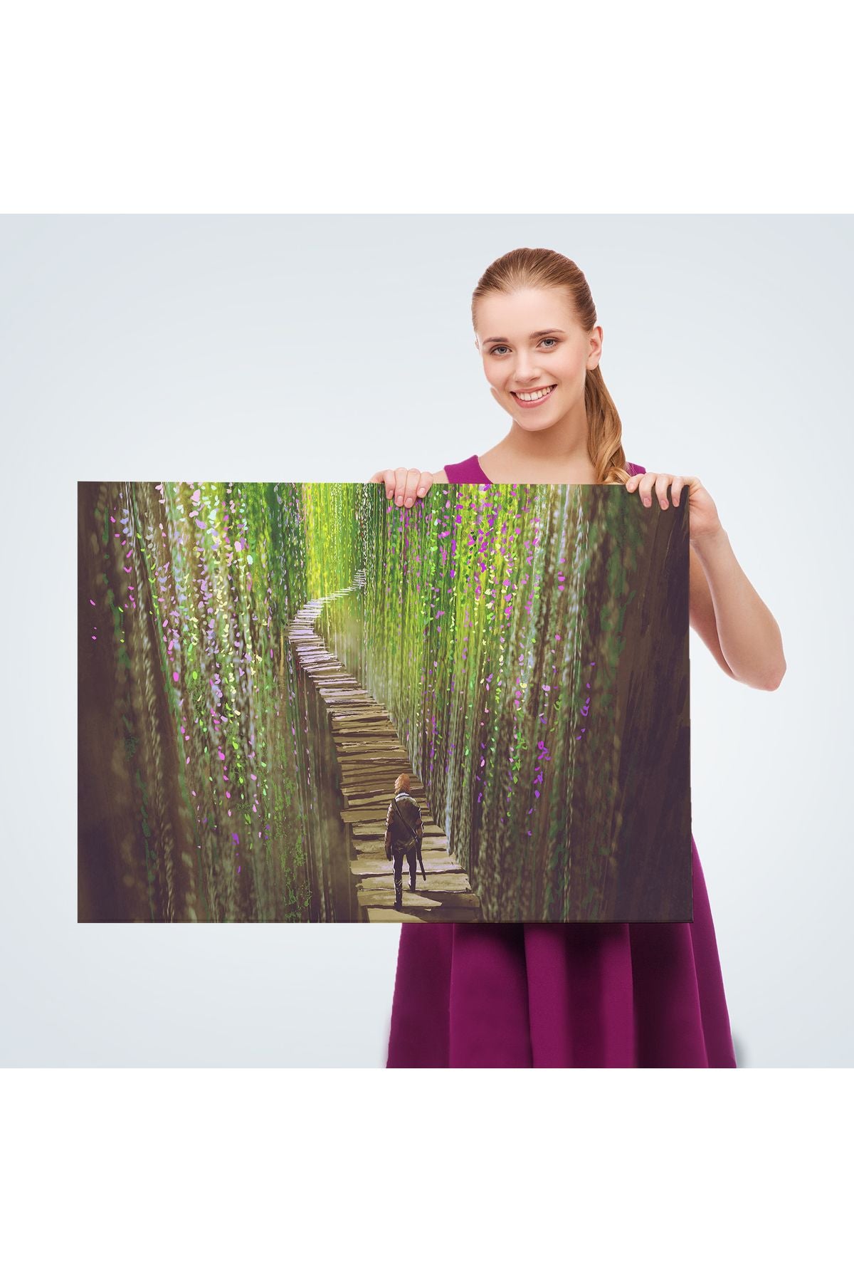 Sarmaşıklar İçinde Yürüyen Şavaşçı Dekoratif Kanvas Duvar Tablosu-3642