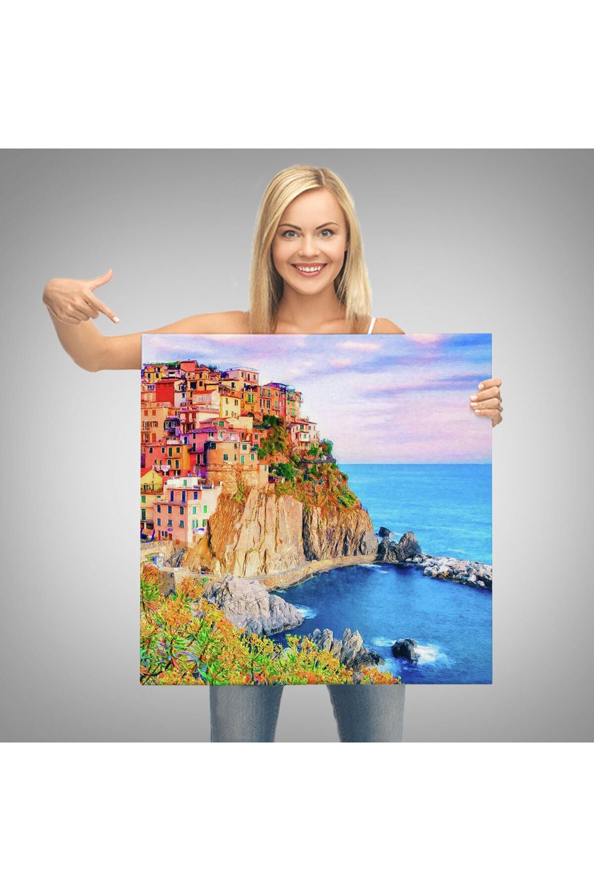 Manarola Cinque Terre İtalya Manzaralı Kanvas tablo-5864