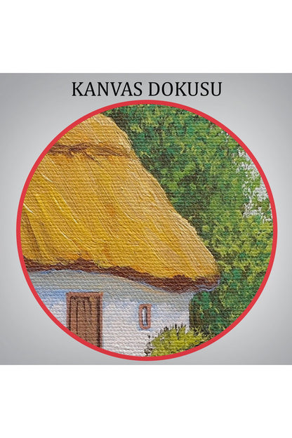 Ukrayna Köy Evi Manzarası Yağlıboya Görünüm Dekoratif Kanvas Duvar Tablosu-3681