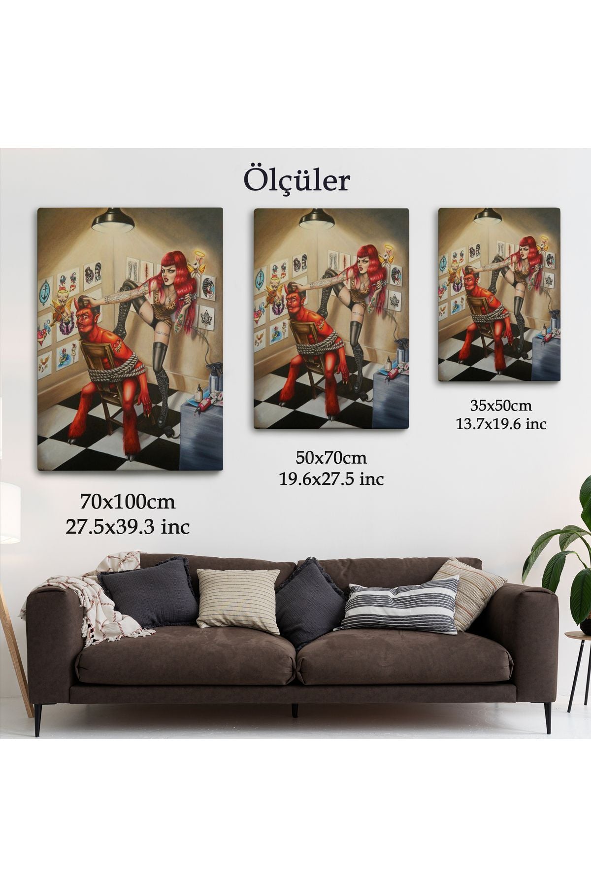 Şeytanı Yakalayan Dövmeci Kız Duvar Tablosu-6285