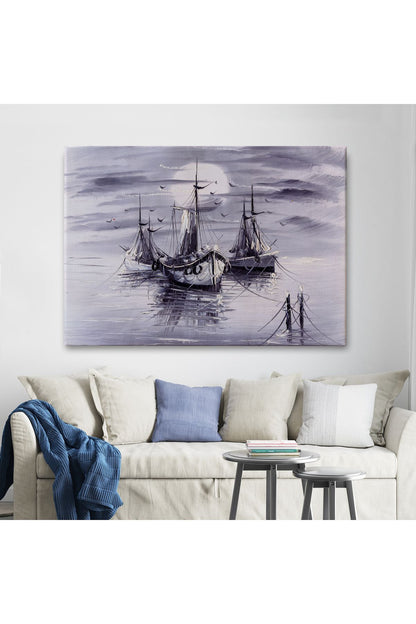 Venedik İtalya Yelkenli Limanı Yağlı Boya Görünümlü Tablo-1200