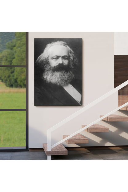 Karl Marx Siyah Beyaz Dekoratif Kanvas Tablo-5964