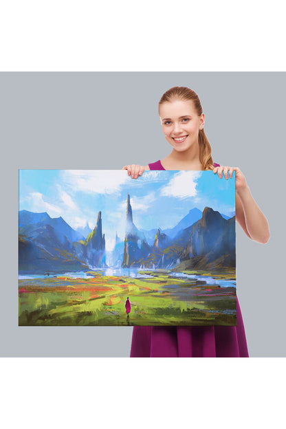 Doğada Yürüyen Kadın Manzarası Kanvas Tablo-5081