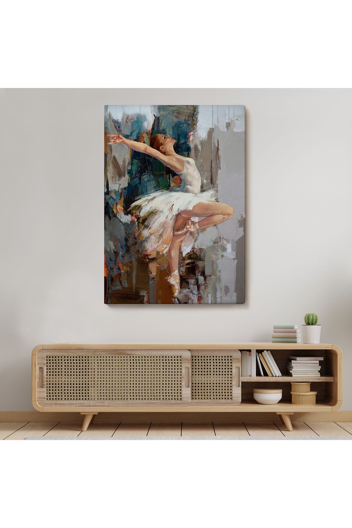 Beyaz Elbiseli Bale Yapan Güzel Kız Duvar Tablosu-6077