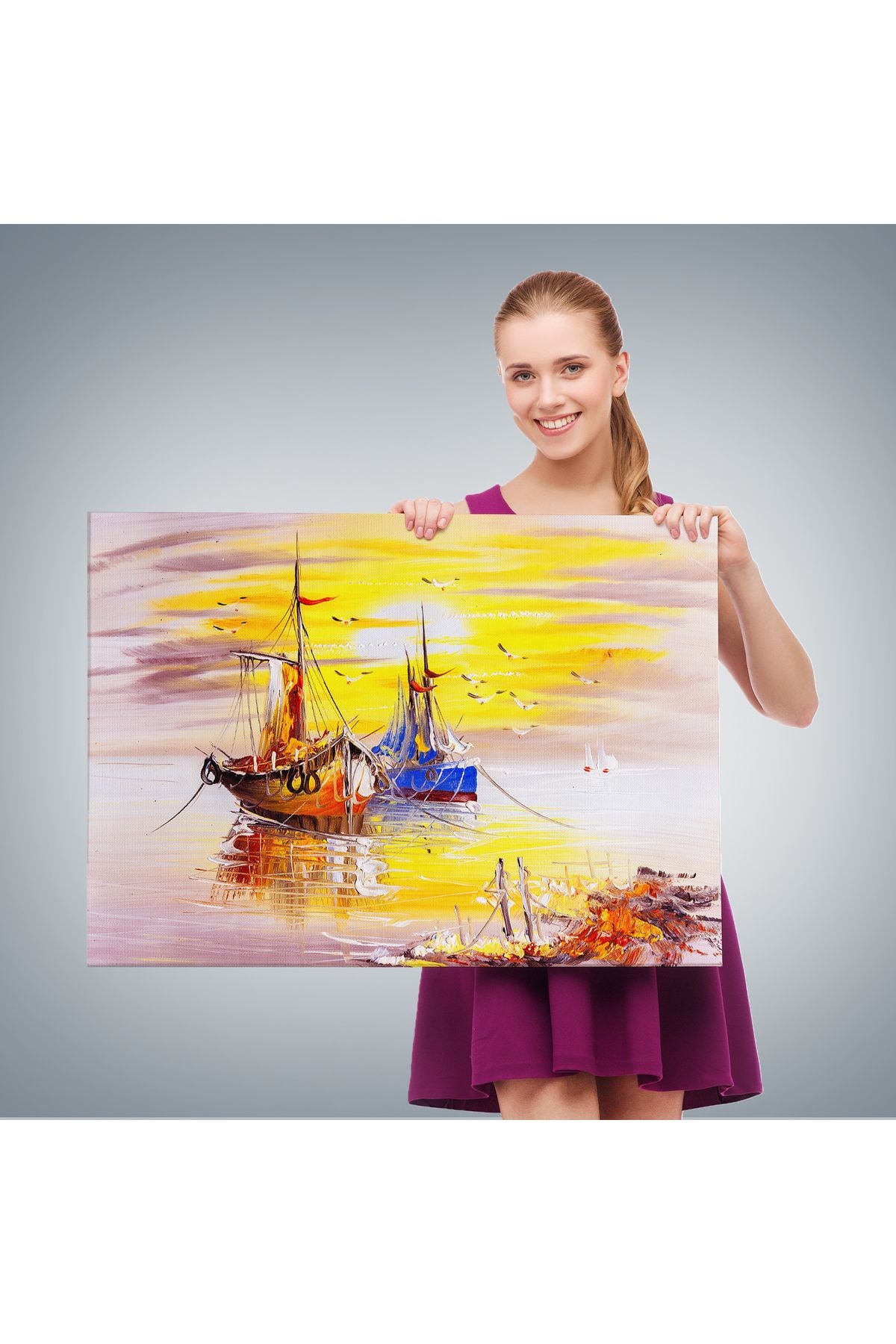 Venedik İtalya Yağlıboya Görünüm Dekoratif Kanvas Duvar Tablosu-3489