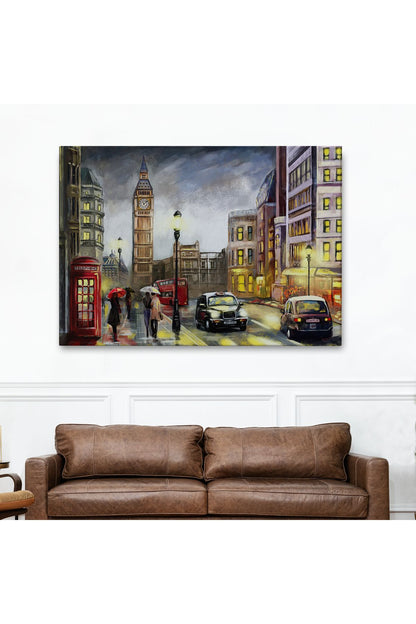 Ingiltere Londra Da Gece Yağlıboya Görünüm Dekoratif Tablo-3542