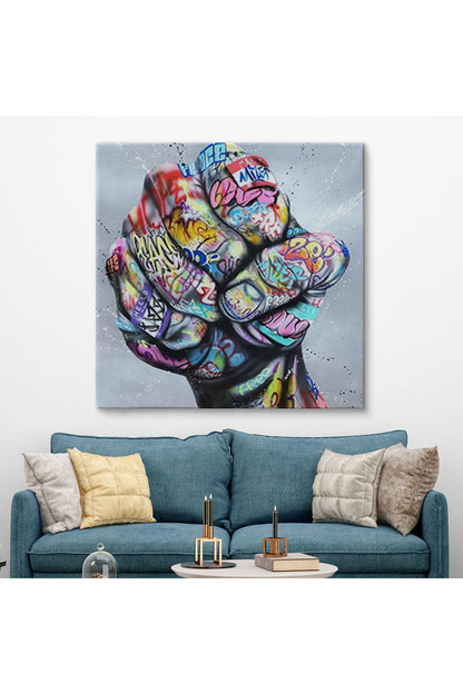 Sokak Graffiti Duvar Sanatı Kanvas Tablo, Banksy Renkli Graffiti Pop Art-5338