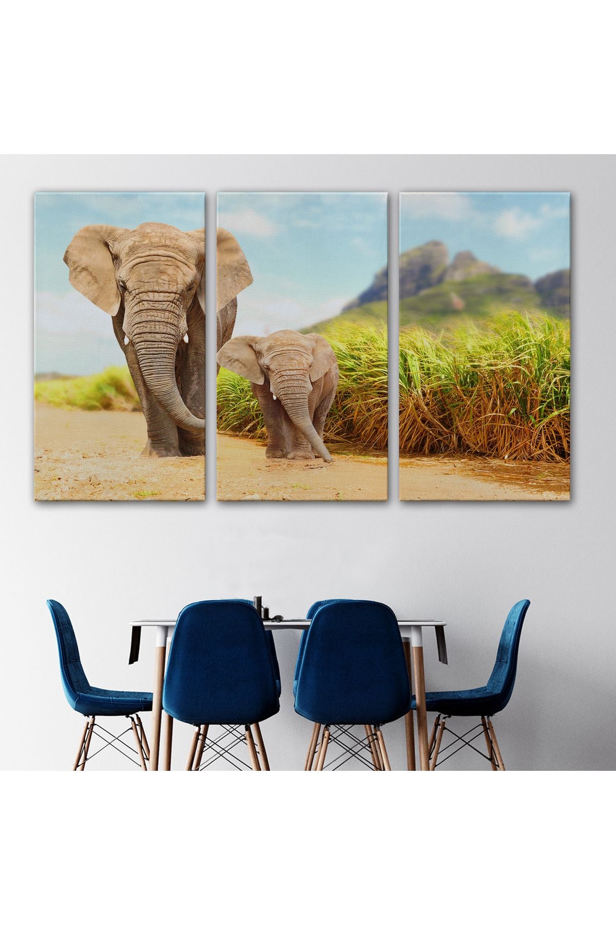 Fil ve Yavrusu Dekoratif Kanvas Tablo 1144