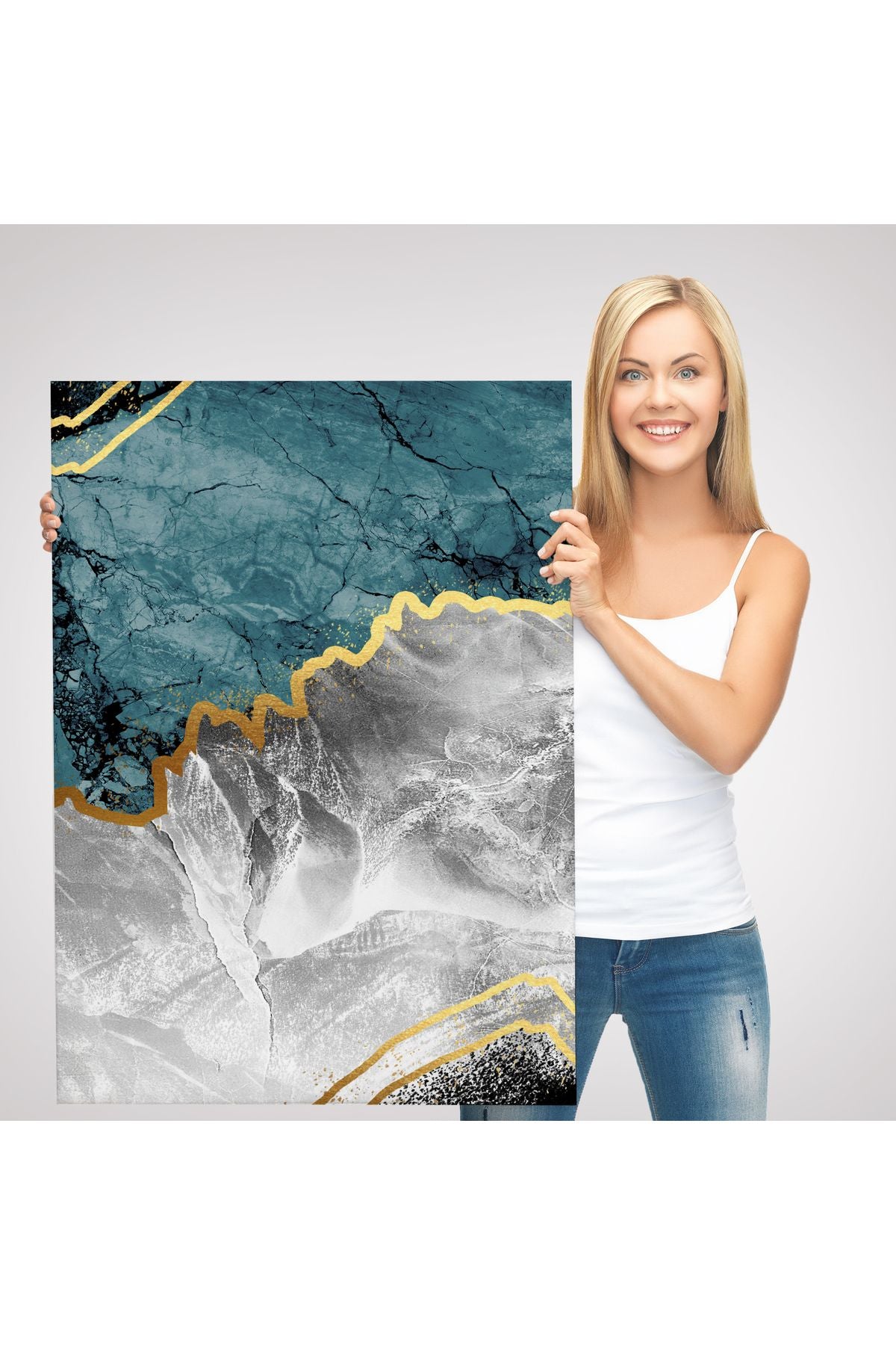 Mermer Desenli Dekoratif Kanvas Tablo-5174