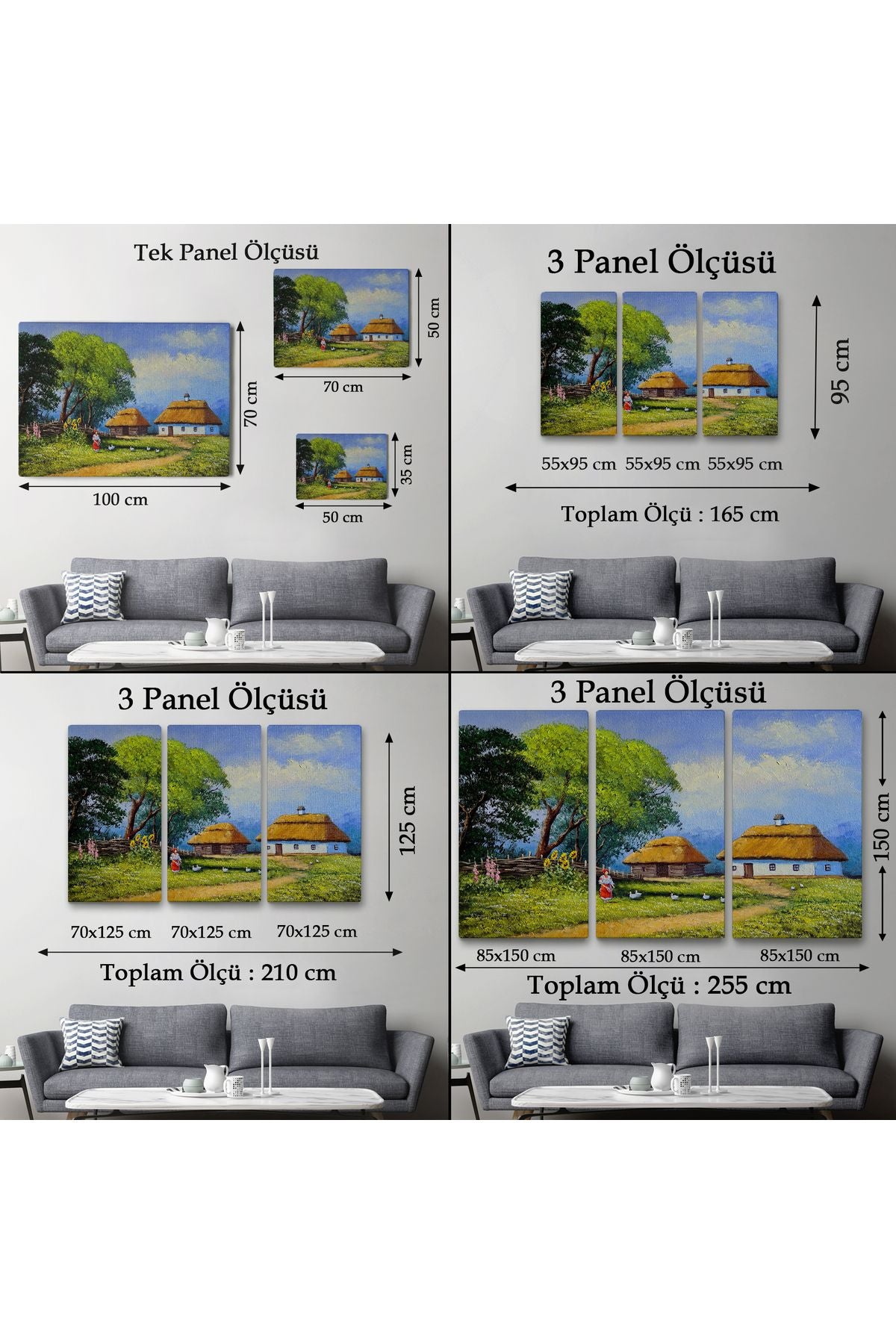 Ukrayna Köy Evi Manzarası Yağlıboya Görünüm Dekoratif Kanvas Duvar Tablosu-3664