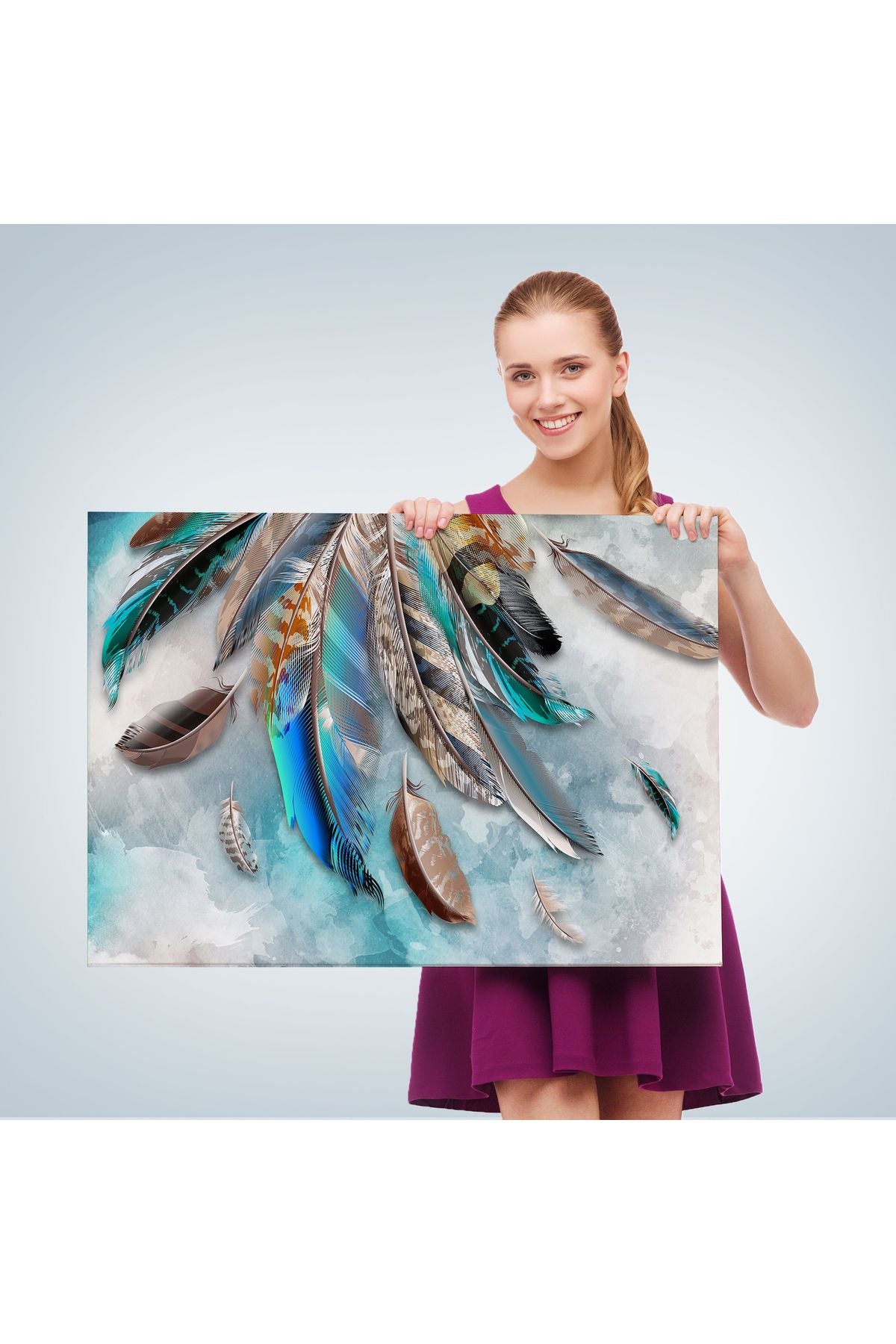 DB Kuş Tüyü Dekoratif Kanvas Duvar Tablosu -3423