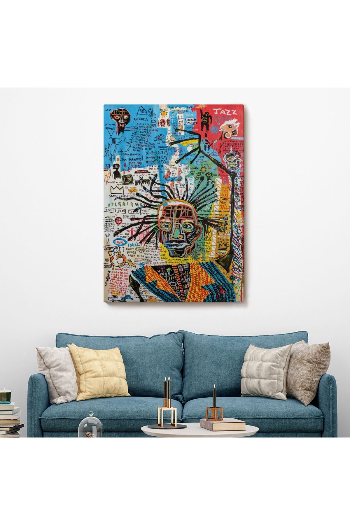 Jean Michel Basquiat Jazz King Kanvas Tablo, Jazz King Canvas Tablo-4964