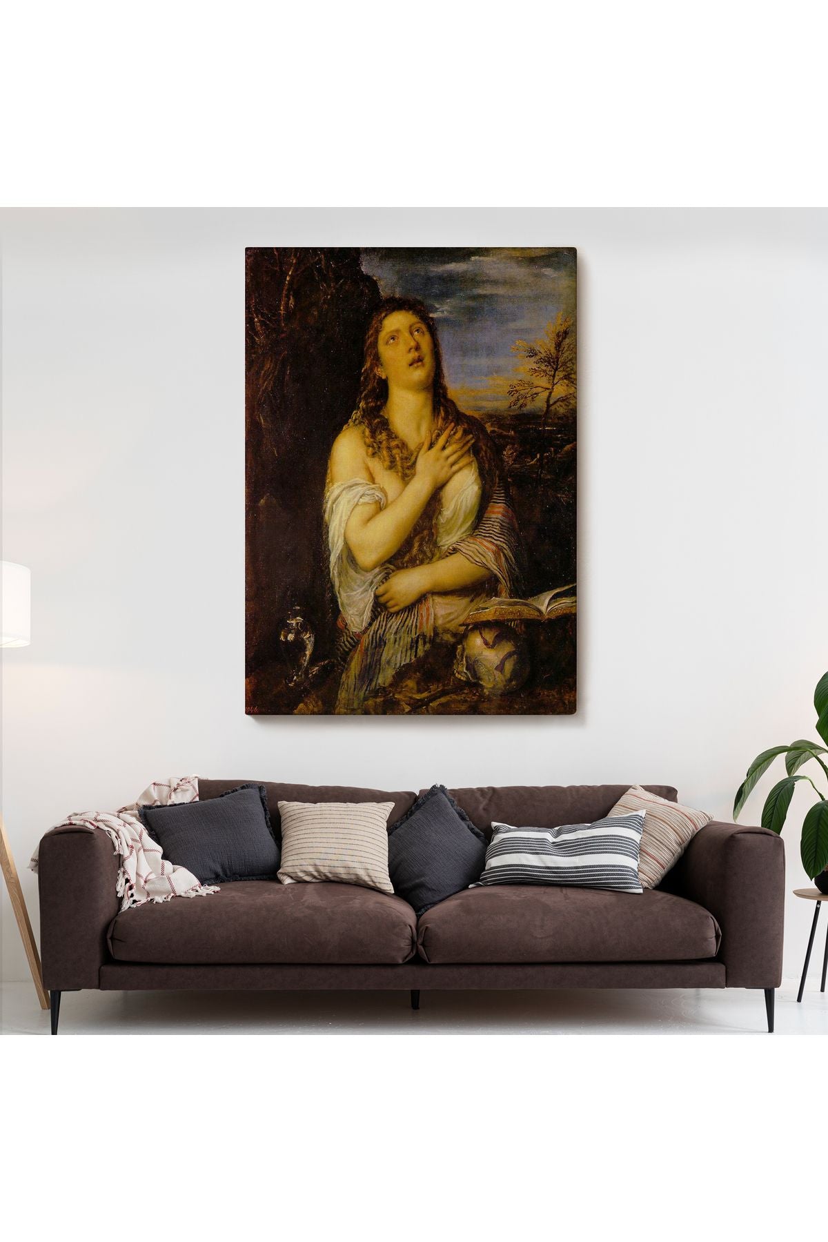 Titian Tiziano Vecellio'un 'Tövbe Eden Magdalene' Eseri Kanvas Tablo-5125