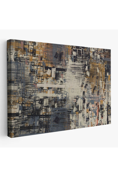 Soyut Geometrik Dekoratif Kanvas Duvar Tablosu-3658