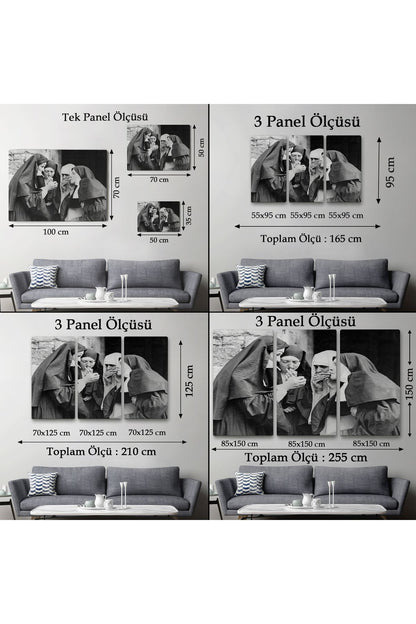 Sigara İçen Rahibeler Vintage Fotoğraf Tablo, Siyah ve Beyaz Kanvas Tablo-5376