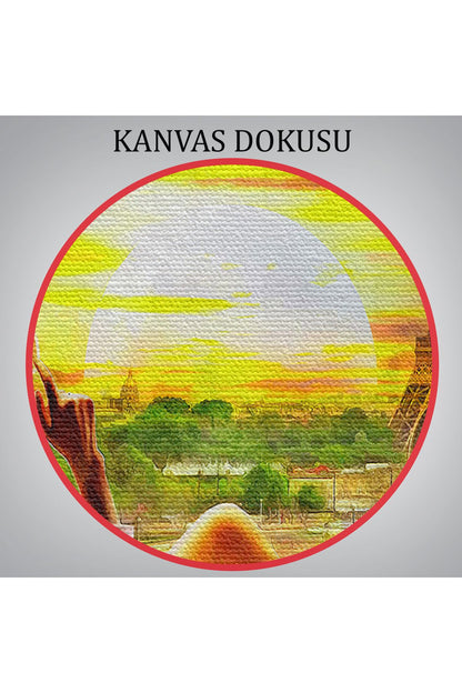 Paris Eyfel Kulesini Seyreden Romantik Çift Kanvas Tablo-3627