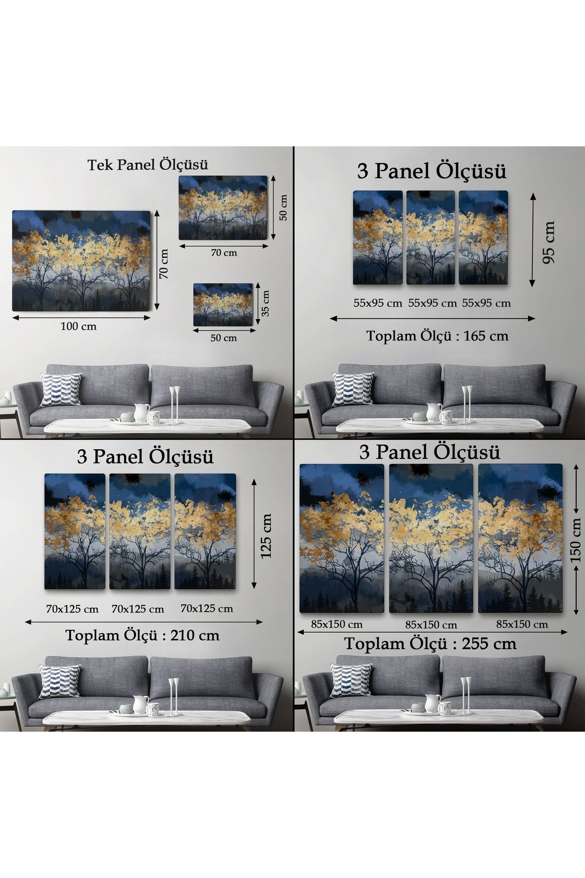 Geceyarısı Orman Manzarazı Yağlıboya Görünüm Dekoratif Tablo-3722