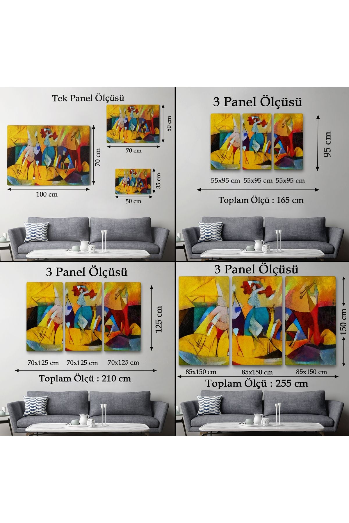 Modern Tarz Soyut Yağlıboya Görünüm Dekoratif Kanvas Duvar Tablosu-3522