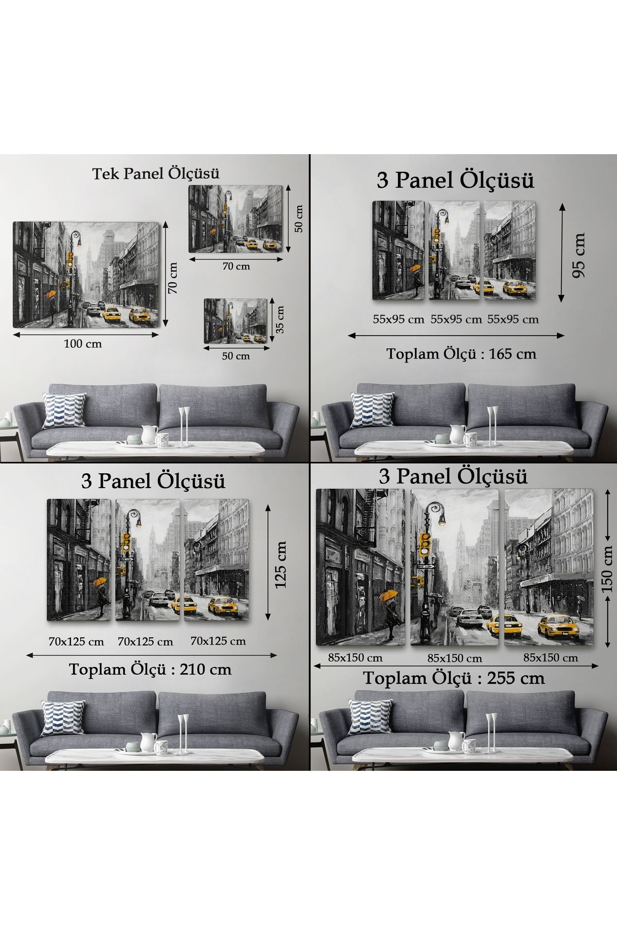 New York Sokakları Ve Sarı Taksi Yağlıboya Görünüm Kanvas Tablo-3552