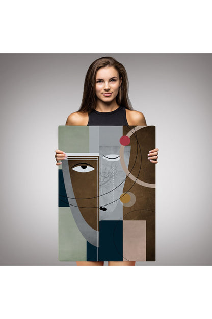 Modern Soyut Geometri El Boyaması Güzel Yüz Kanvas Duvar Tablosu-5112