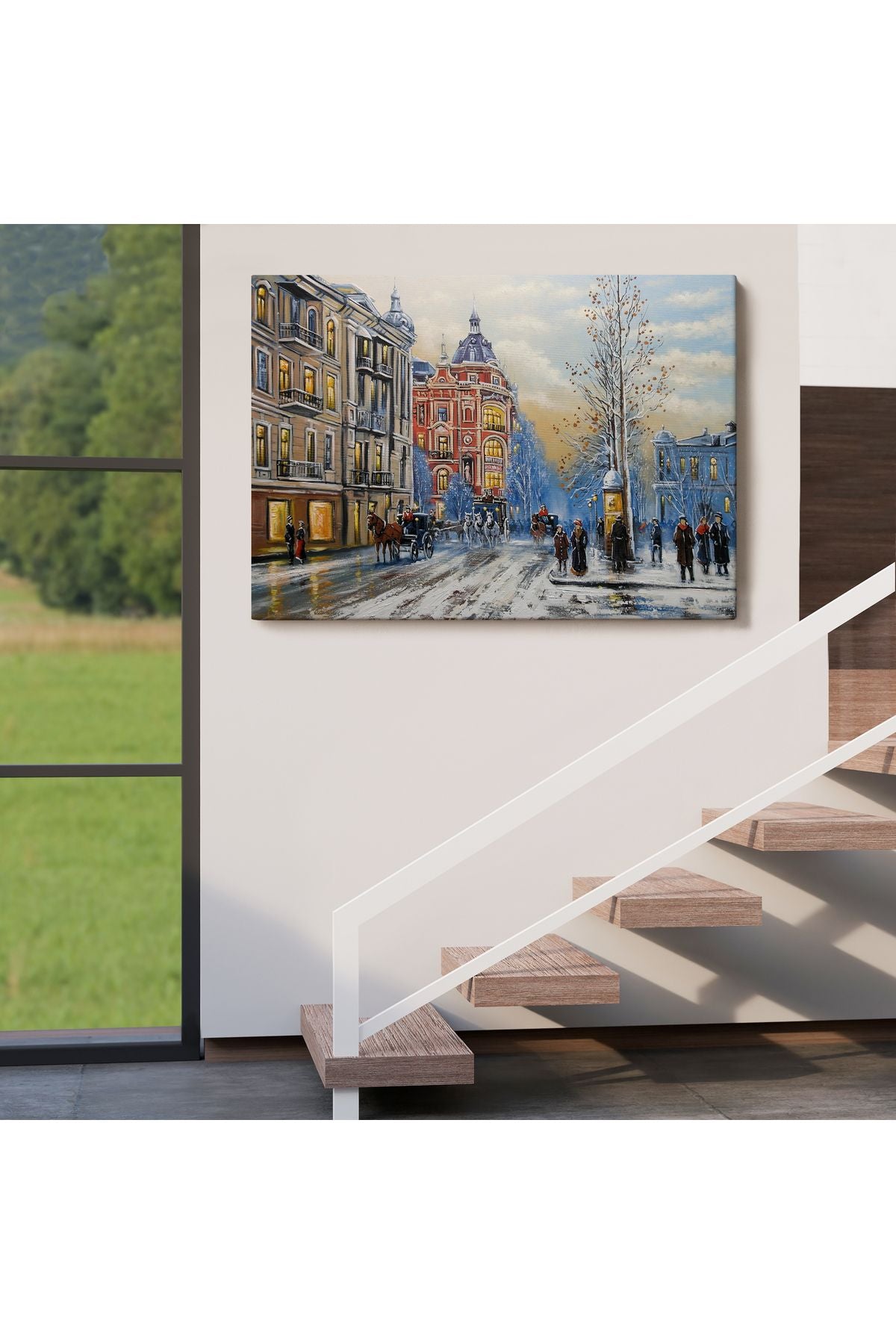 Ukrayna Kiev Eski Sokak Manzarası Dekoratif Duvar Tablosu-3695