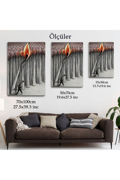 Bütün Uyuyanları Uyandırmaya Bir Uyanık Yeter Sürreal Duvar Tablosu-6070