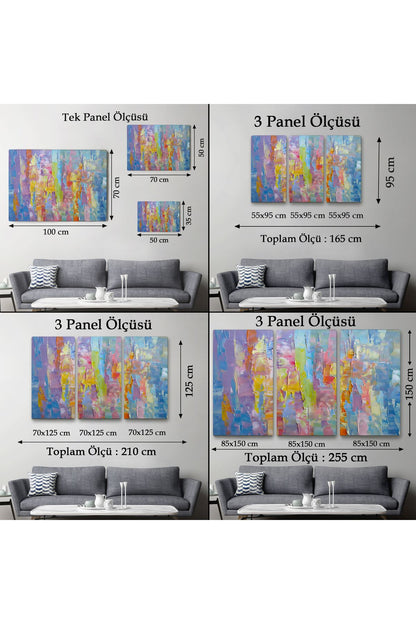 Yüksel Dokulu Soyut Yağlıboya Görünüm Dekoratif Kanvas Duvar Tablosu-3570