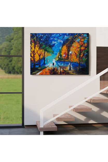Ormanda Gece Yürüyüsü Dekoratif Kanvas Duvar Tablosu-3429