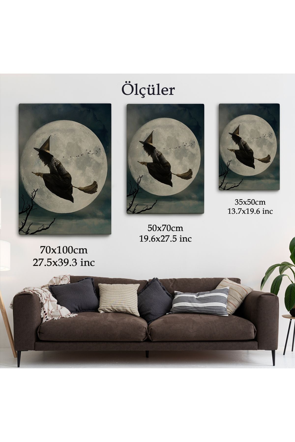 Süpürge İle Uçan Cadı, Cadılar Bayramı Helloven Duvar Tablosu -6481