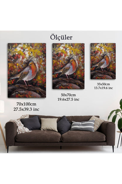 SZ KVS1-Dekoratif Duvar Tablosu-İngiliz Kırmızı Robin Kuşu Kanvas Tablo 6002