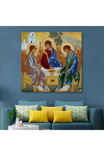 Andrei Rublev Tarafından Kutsal Üçleme Kanvas Tablo, Hristiyan Kilise Hediyesi-5327