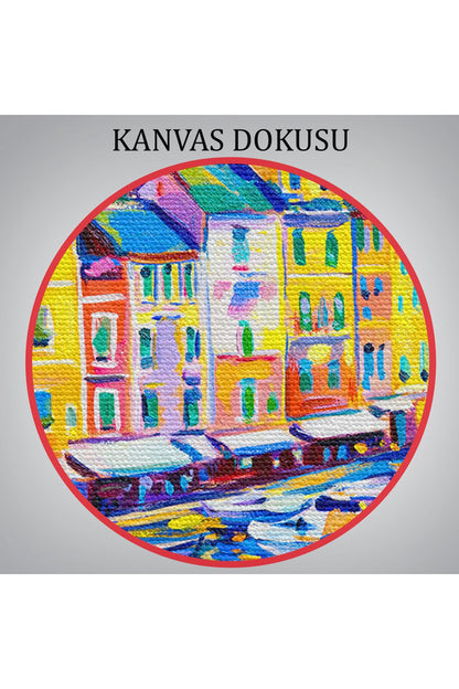 Liman Tekneleri Yağlıboya Görünüm Dekoratif Kanvas Duvar Tablosu-3461