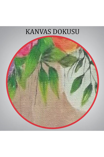 Çiçek Başlı Kadın Portresi Yağlıboya Görünüm Dekoratif Kanvas Duvar Tablosu -5124