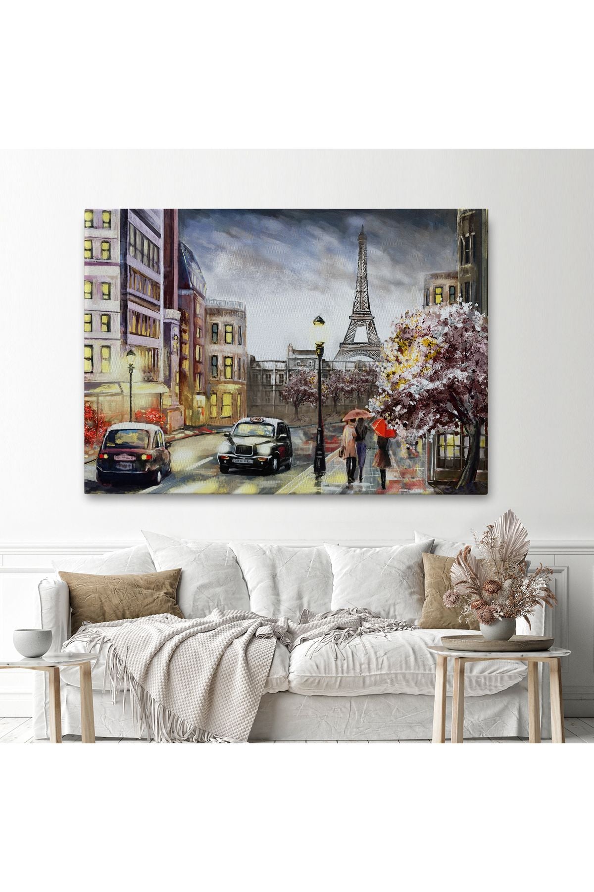 DB HG Eyfel Manzarası Yağlıboya Görünüm Dekoratif Kanvas Duvar Tablosu-3554