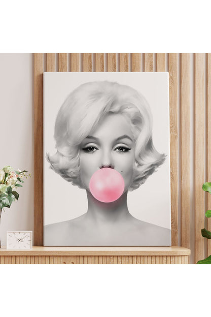Marilyn Monroe Pembe Kabarcık Sakızlı Dekoratif Kanvas Tablo-5108-3
