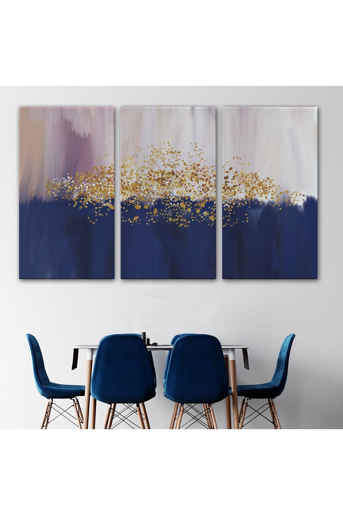 Mavi ve Gold'un Uyumu Modern Kanvas Tablo-5045