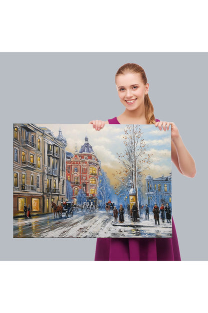 Ukrayna Kiev Eski Sokak Manzarası Dekoratif Duvar Tablosu-3695
