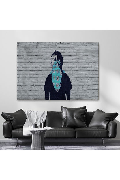 Bansky Anarşist Çocuk Kanvas Tablosu-5025