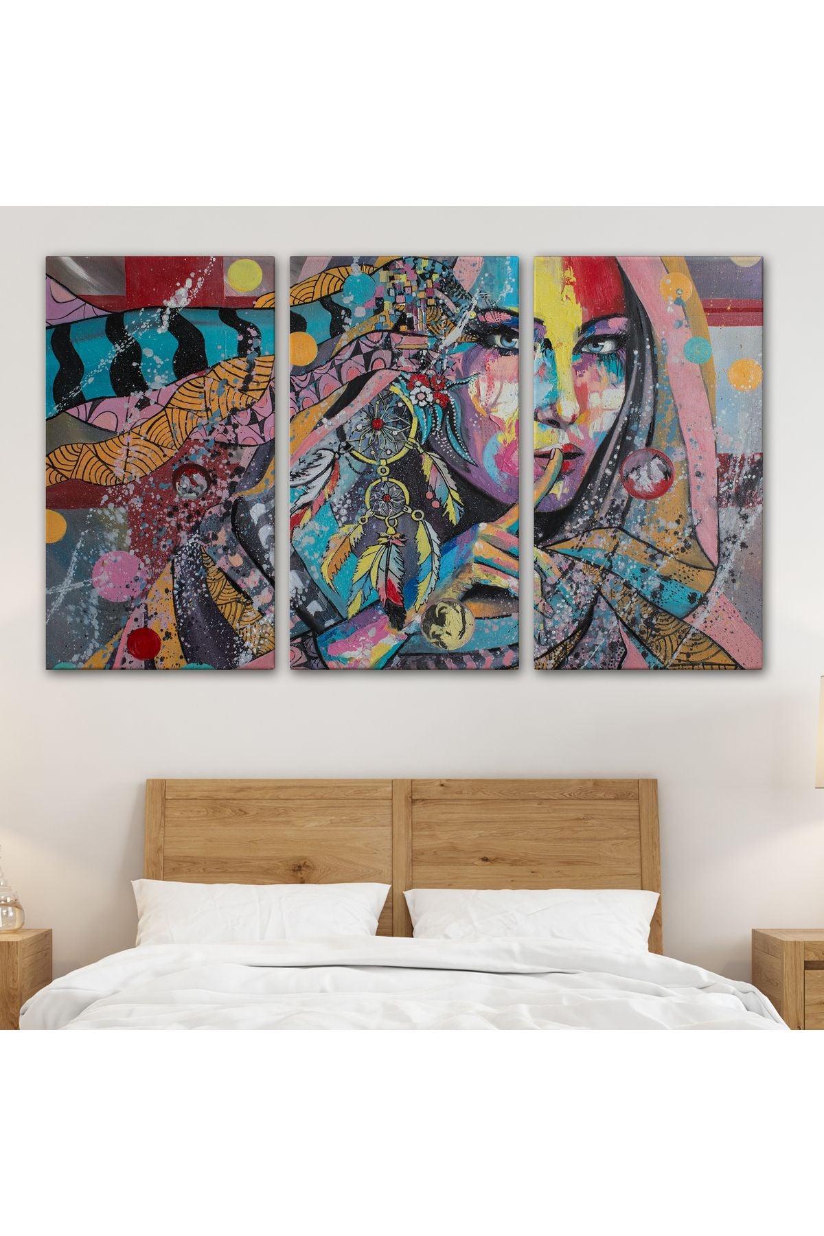 Koruyucu Kız Portresi Yağlıboya Görünüm Dekoratif Kanvas Duvar Tablosu-3469