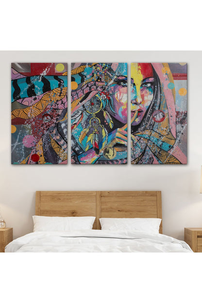 Koruyucu Kız Portresi Yağlıboya Görünüm Dekoratif Kanvas Duvar Tablosu-3469