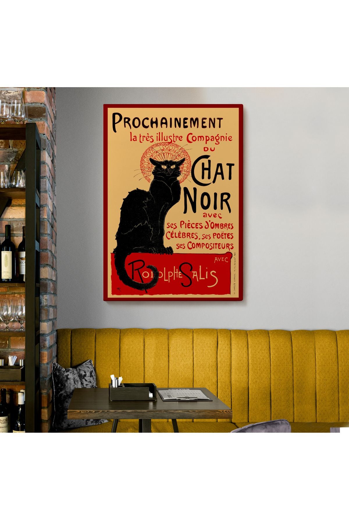 Özel Tasarım, Dekortif  BaskıSiyah Kedi Tablosu - Le Chat Noir Theophile Steinlen-6431